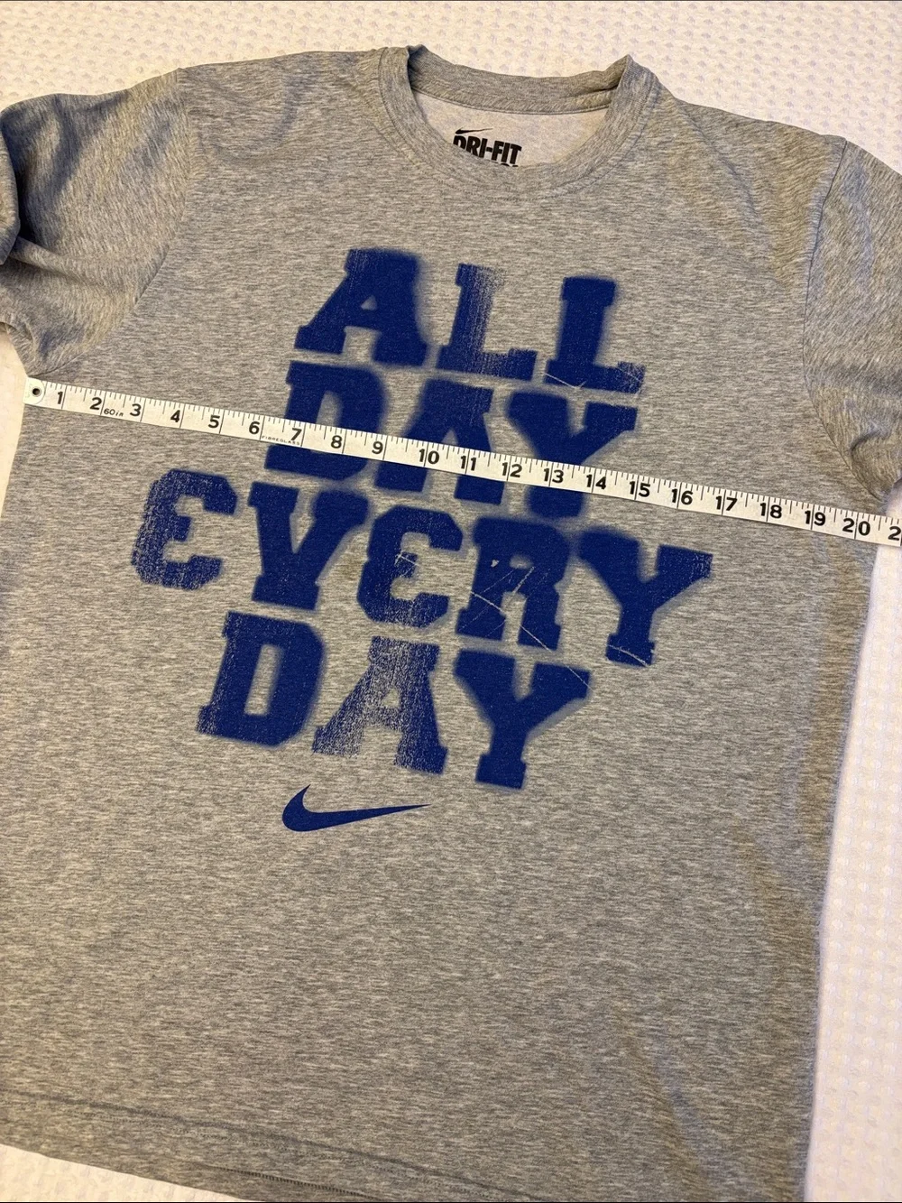 NIKE Medium Gray Short Sleeve Dri-FIT Graphic T-Shirt Blue 'ALL DAY EVERY DAY'